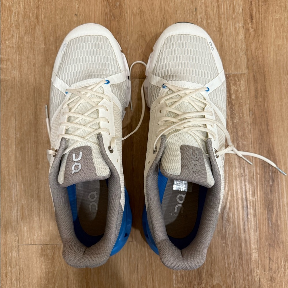 On Running Blue and White Athletic Shoes Lightweight Performance